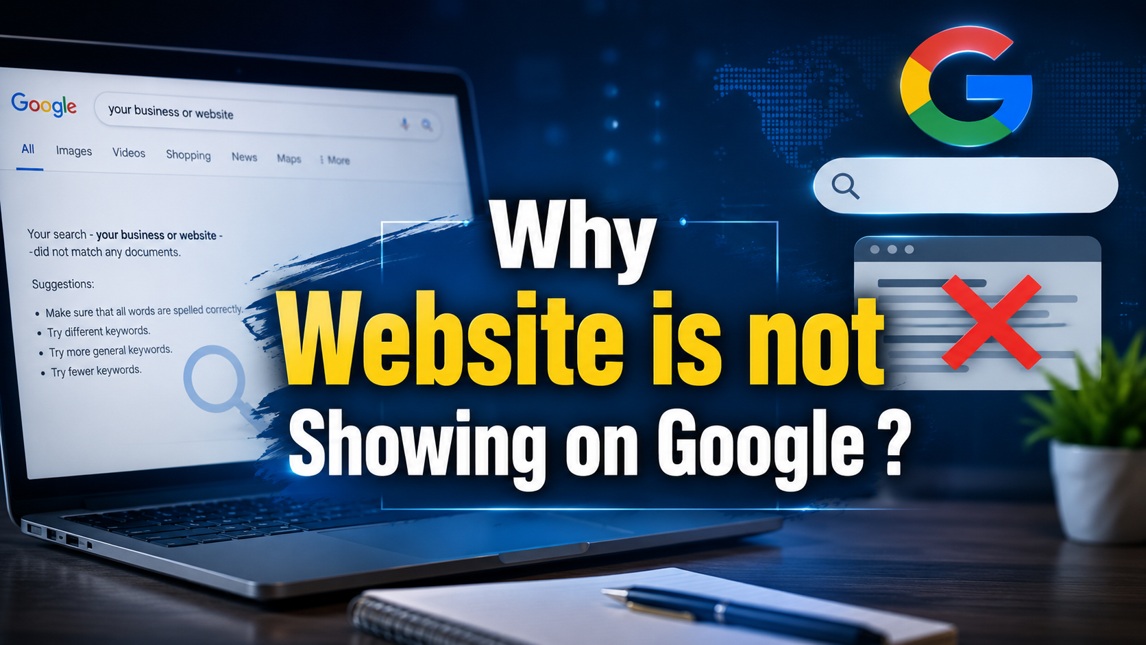 Website not shown on google