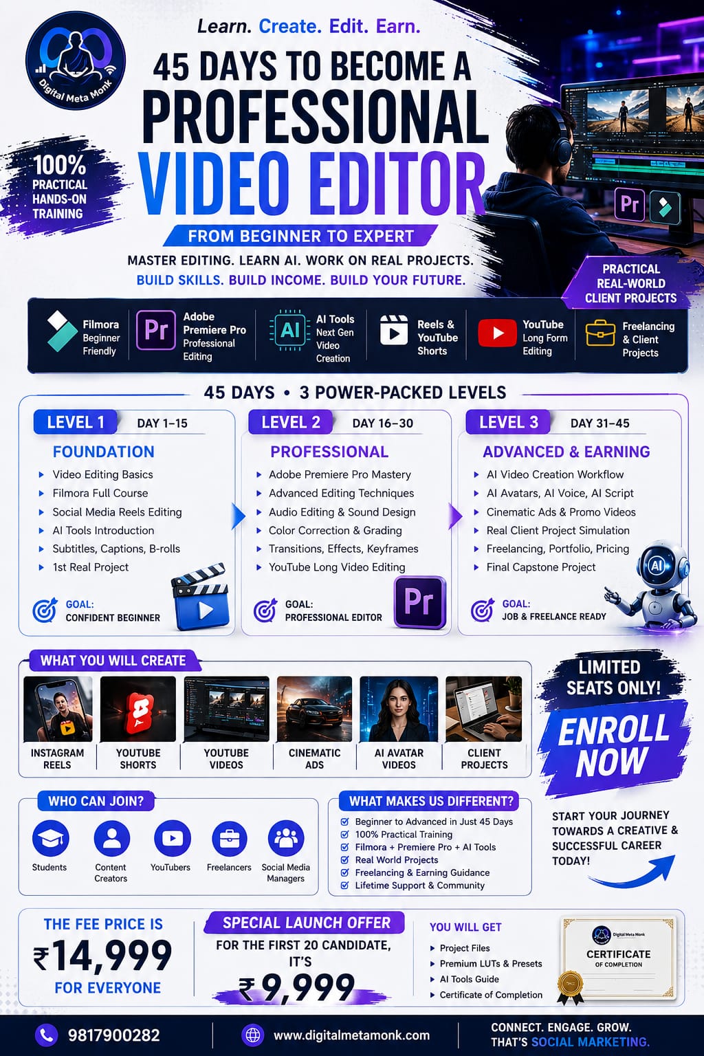 45 Days Professional Video Editing Course by Digital Meta Monk